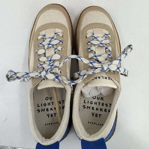 Everlane Tread Bare Sneaker size 8 Women's in Canvas/Red/Blue Lace-up Shoes - Picture 4 of 11